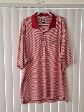 Footjoy Red Striped Polo Golf Shirt Laurel Oak Golf Course